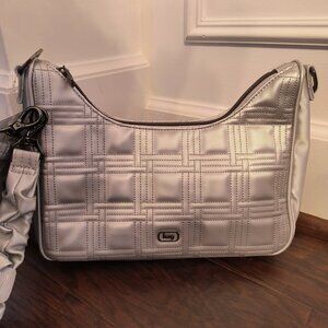 Lug NWT Groove Satin Luxe VL Crossbody Bag in Metallic Silver